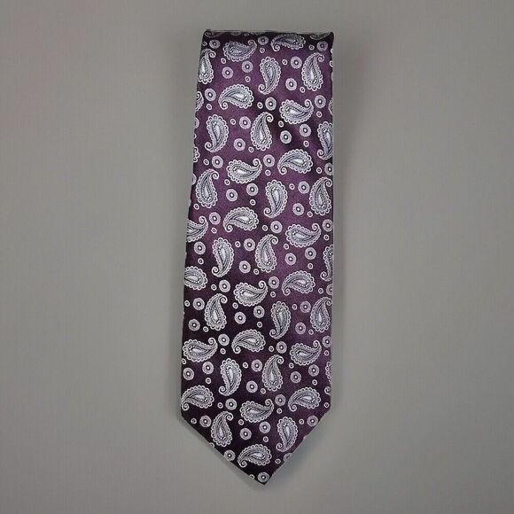 CM Gold Series Men's Purple Paisley Necktie & Pocket Square Set - Picture 1 of 4